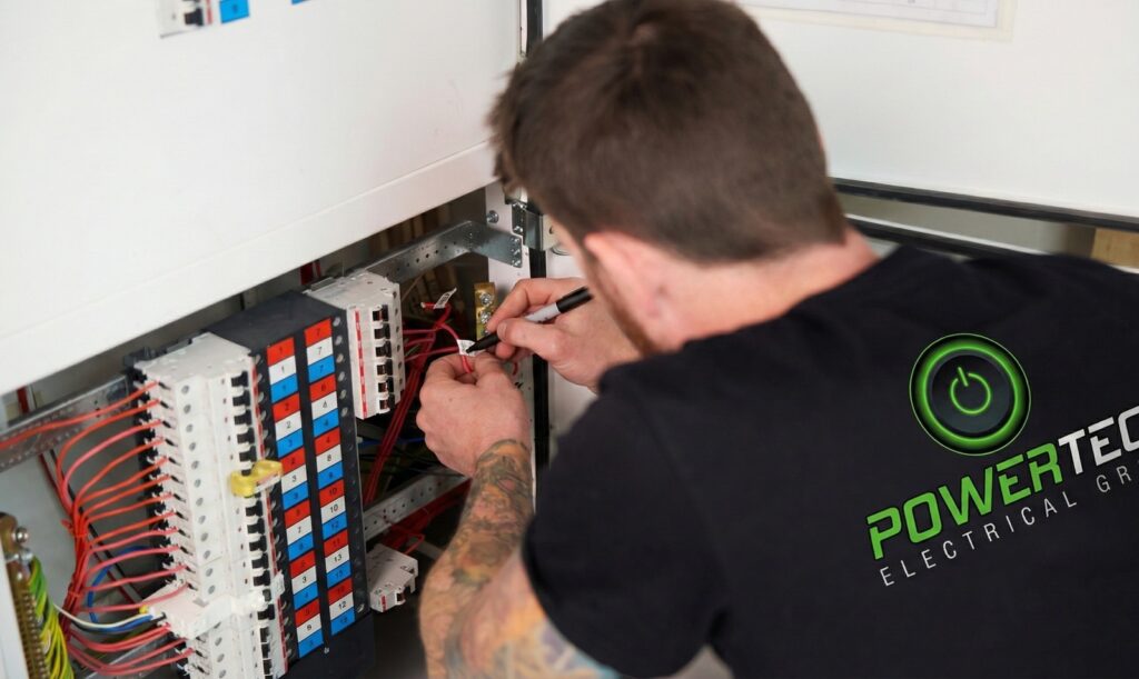 electrician working on circuit panel Blackout | GPS: -33.844420, 151.235752